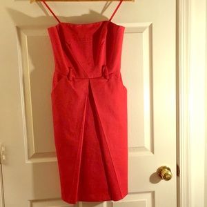 Milly red strapless dress with belt